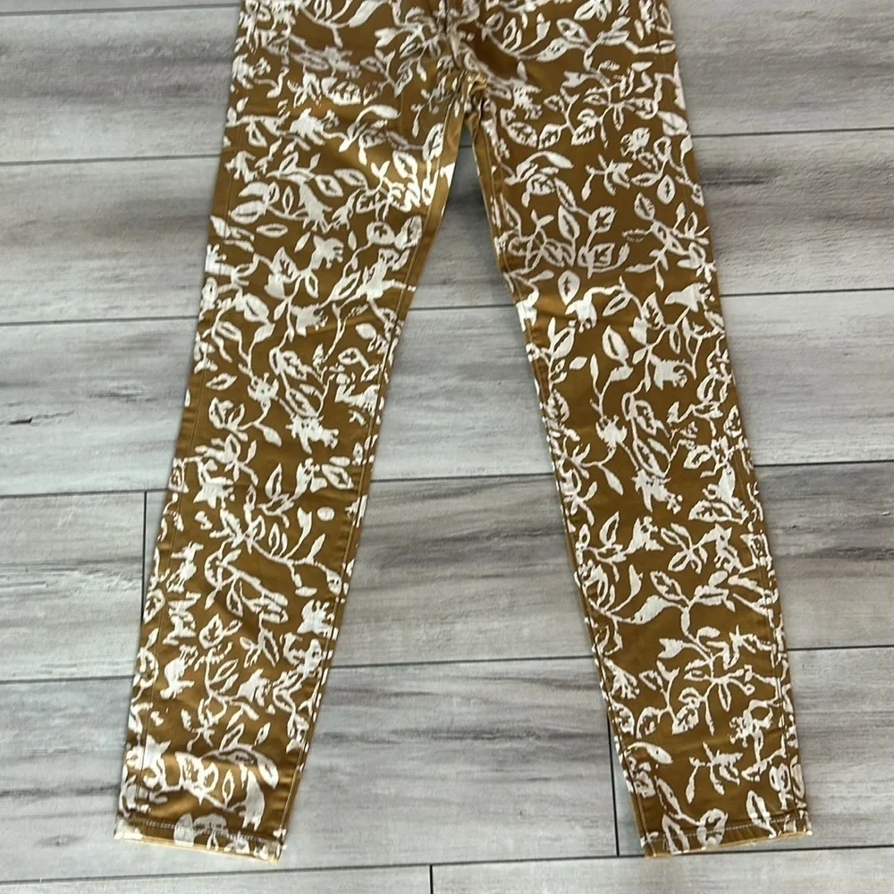 DVF X CURRENT/ELLIOT the classic skinny gold floral leaf pattern jeans size 27